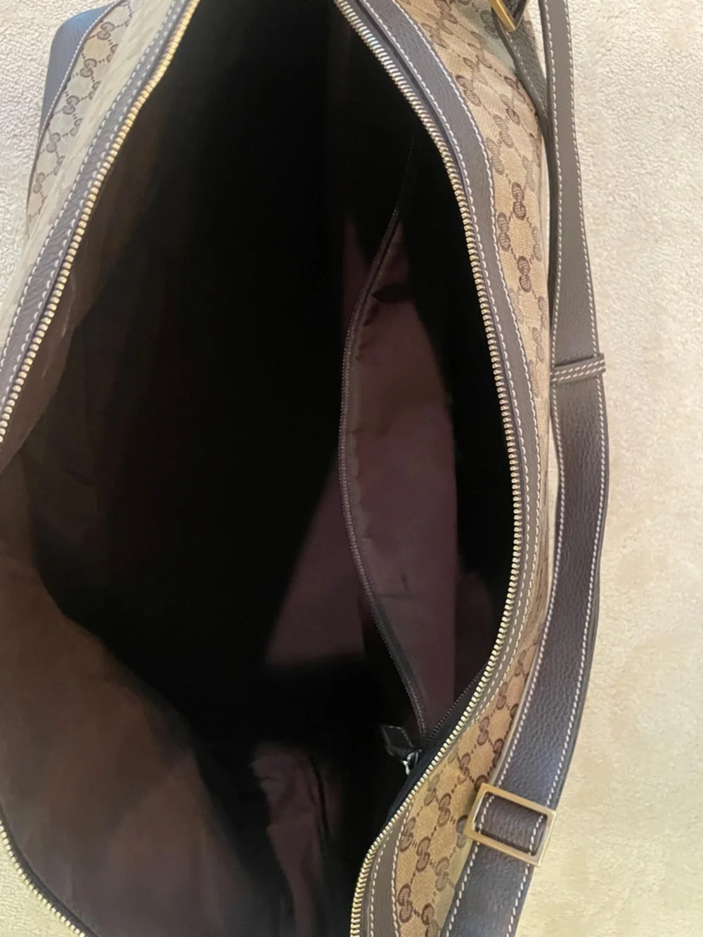Gucci Brown Monogram Coated Canvas Travel Tote